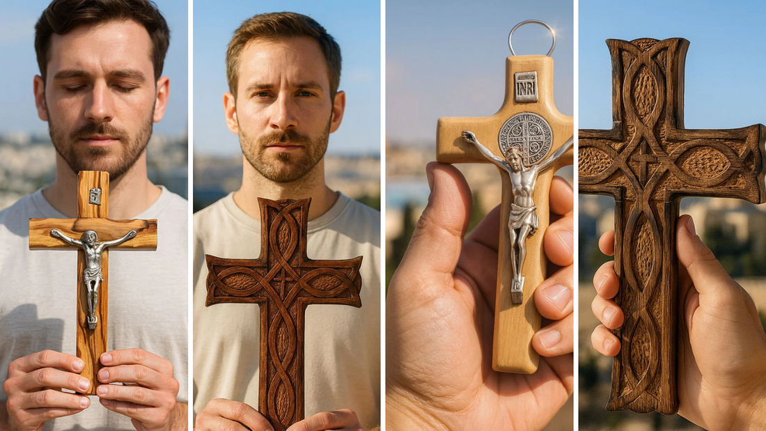 roman catholic crucifix and wooden crucifix