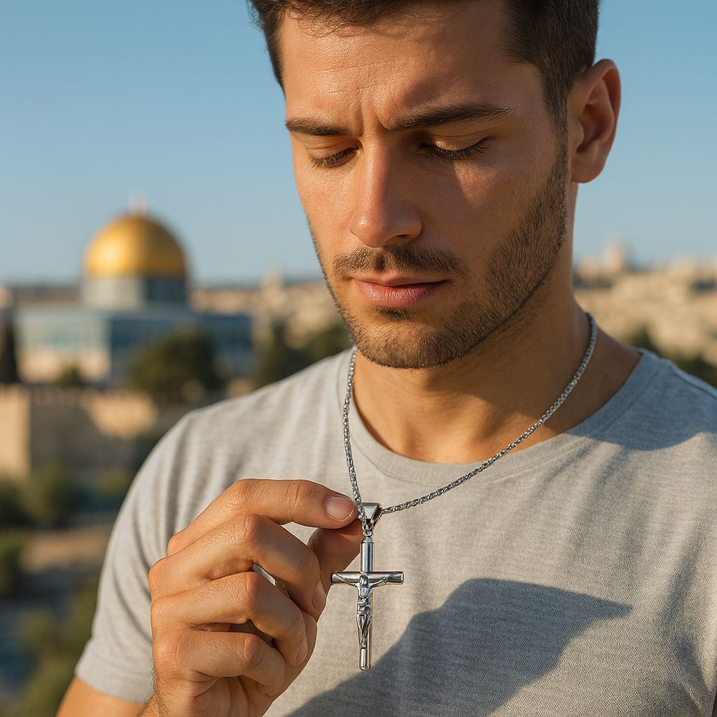 Sterling Silver Crucifix Necklace - Handcrafted in Jerusalem