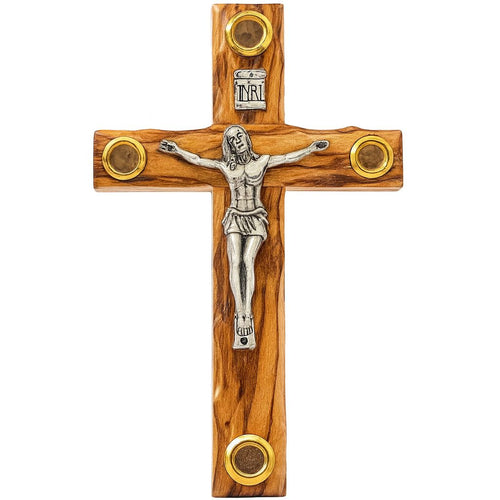 Authentic Jerusalem Crucifix - Olive Wood & Holy Land Relics