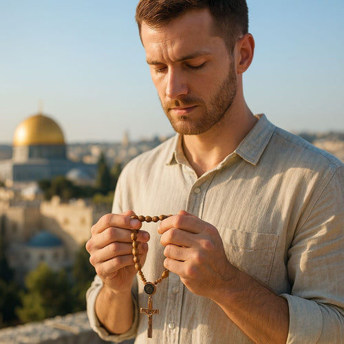 Catholic Prayer Beads Wooden - Handcrafted & Blessed in Jerusalem