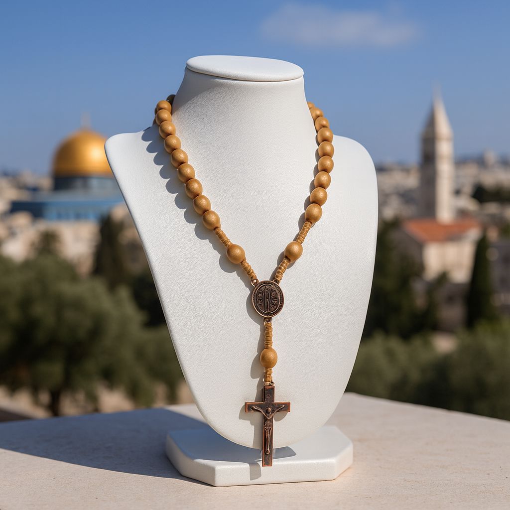 Catholic Prayer Beads Wooden - Handcrafted & Blessed in Jerusalem