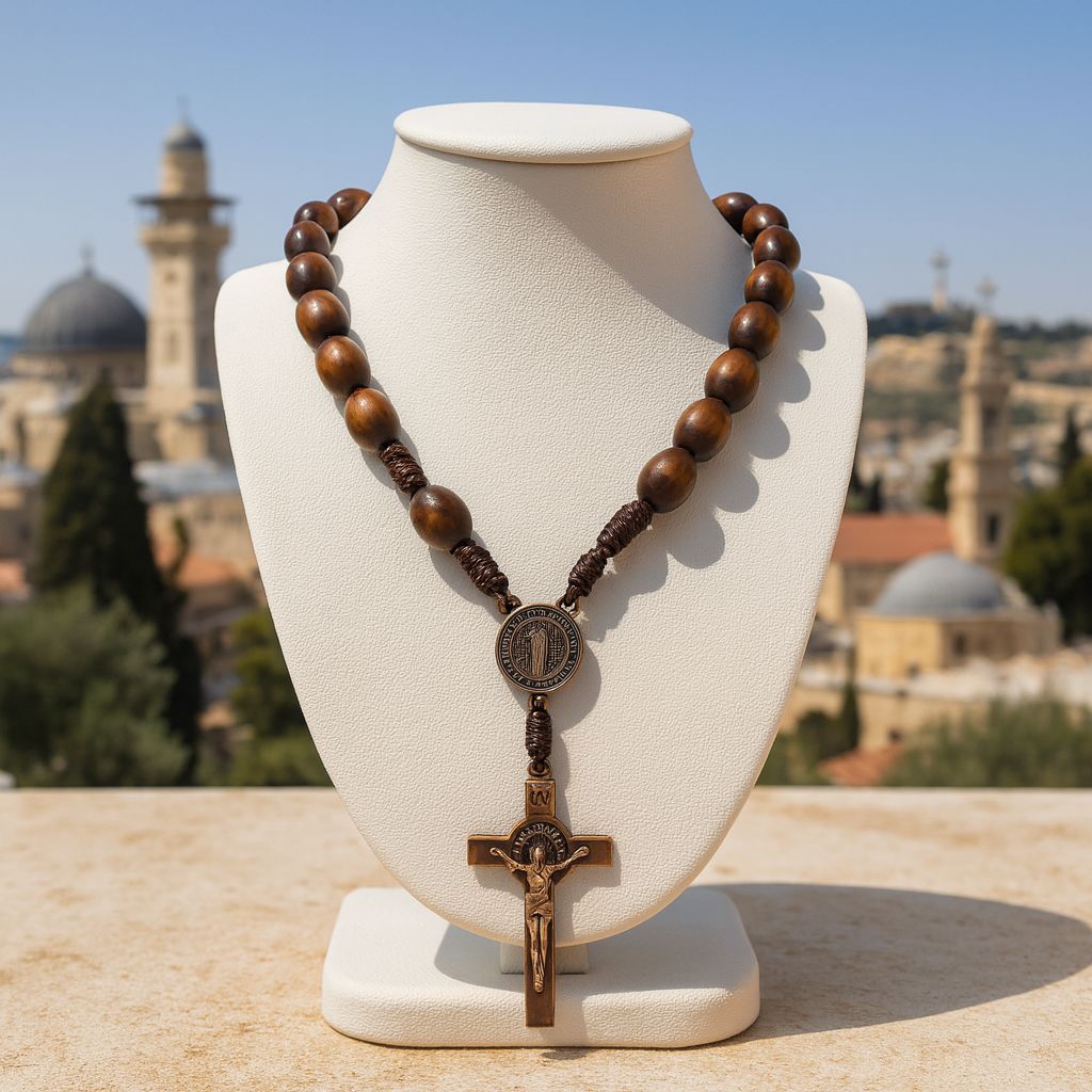 Dark Wood Rosary from Jerusalem - Blessed at Holy Sepulchre