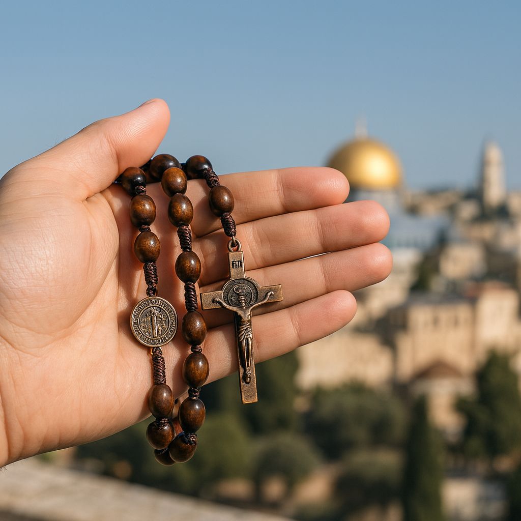 Dark Wood Rosary from Jerusalem - Blessed at Holy Sepulchre