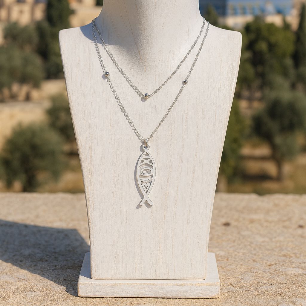 Ichthys Necklace - Handcrafted in Jerusalem, Blessed at Holy Sepulchre