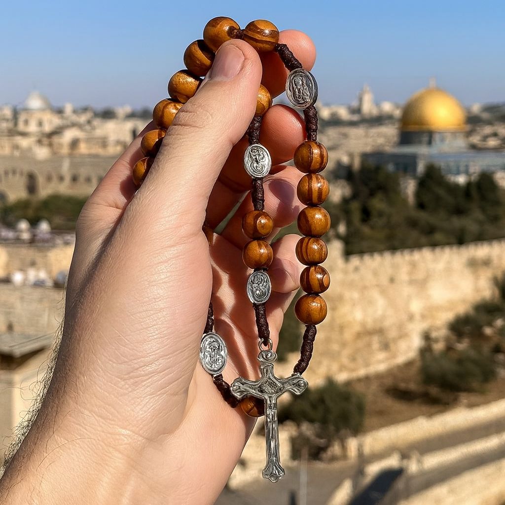 Jerusalem Rosary - Handcrafted Stone Beads Blessed in Holy Sepulchre