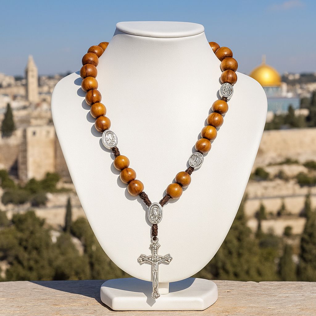 Jerusalem Rosary - Handcrafted Stone Beads Blessed in Holy Sepulchre