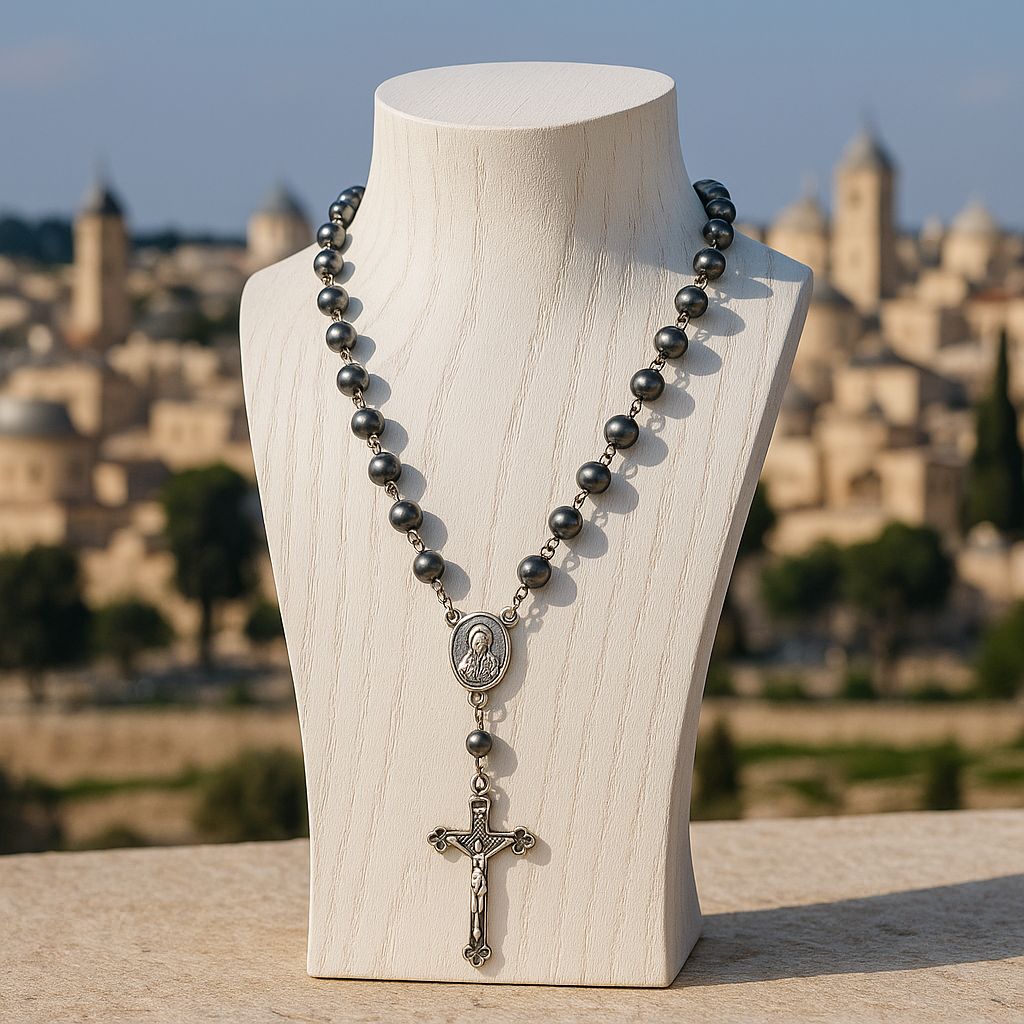 Jerusalem Stone Rosary - Handcrafted & Blessed in the Holy City