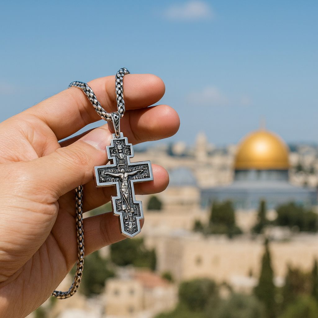 Orthodox Cross Pendant - Handcrafted in Jerusalem & Blessed
