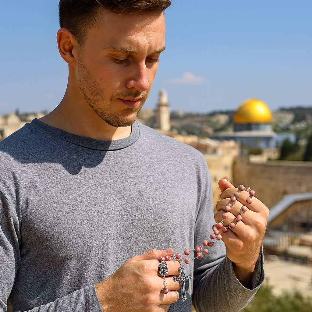 Rose Rosary - Handcrafted in Jerusalem & Blessed at Holy Sepulchre