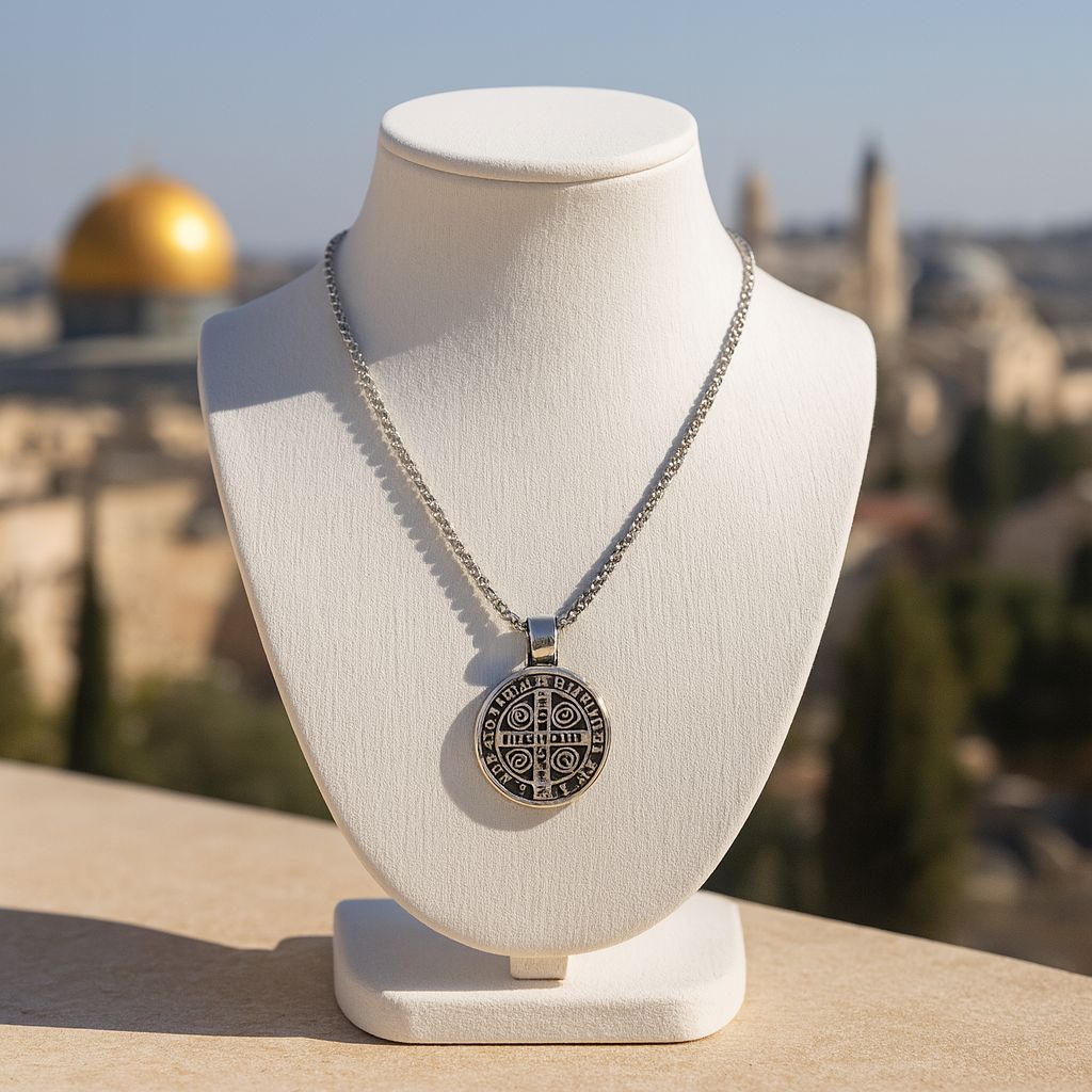 St Benedict Medal Necklace - Handcrafted in Jerusalem, Blessed