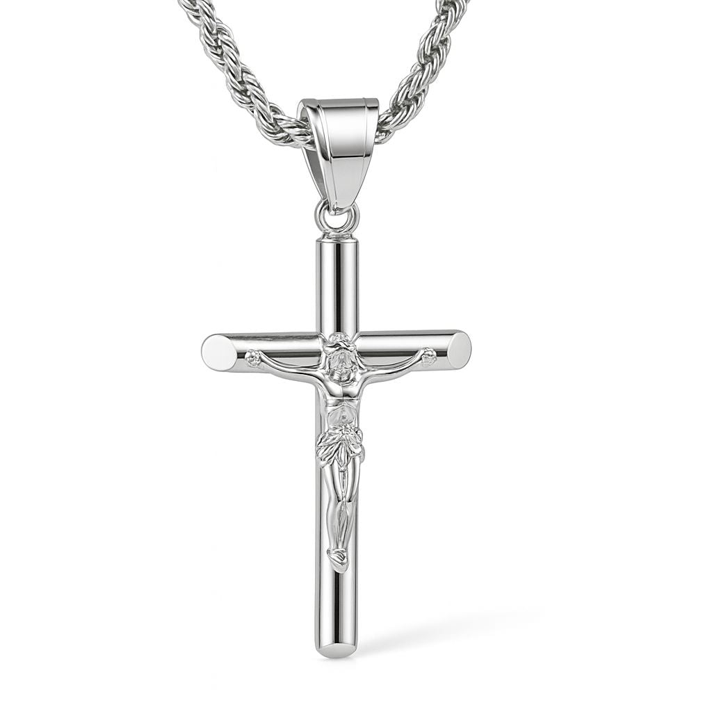 Sterling Silver Crucifix Necklace - Handcrafted in Jerusalem