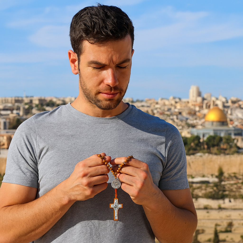 Wood Bead Rosary for Children - Handcrafted in Jerusalem