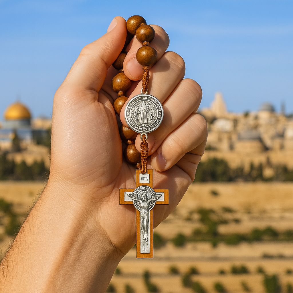 Wood Bead Rosary for Children - Handcrafted in Jerusalem