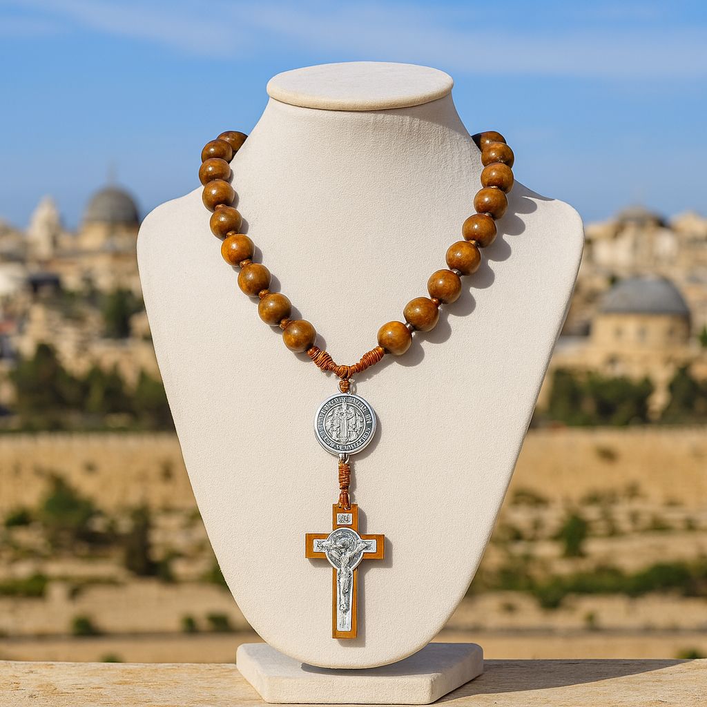 Wood Bead Rosary for Children - Handcrafted in Jerusalem