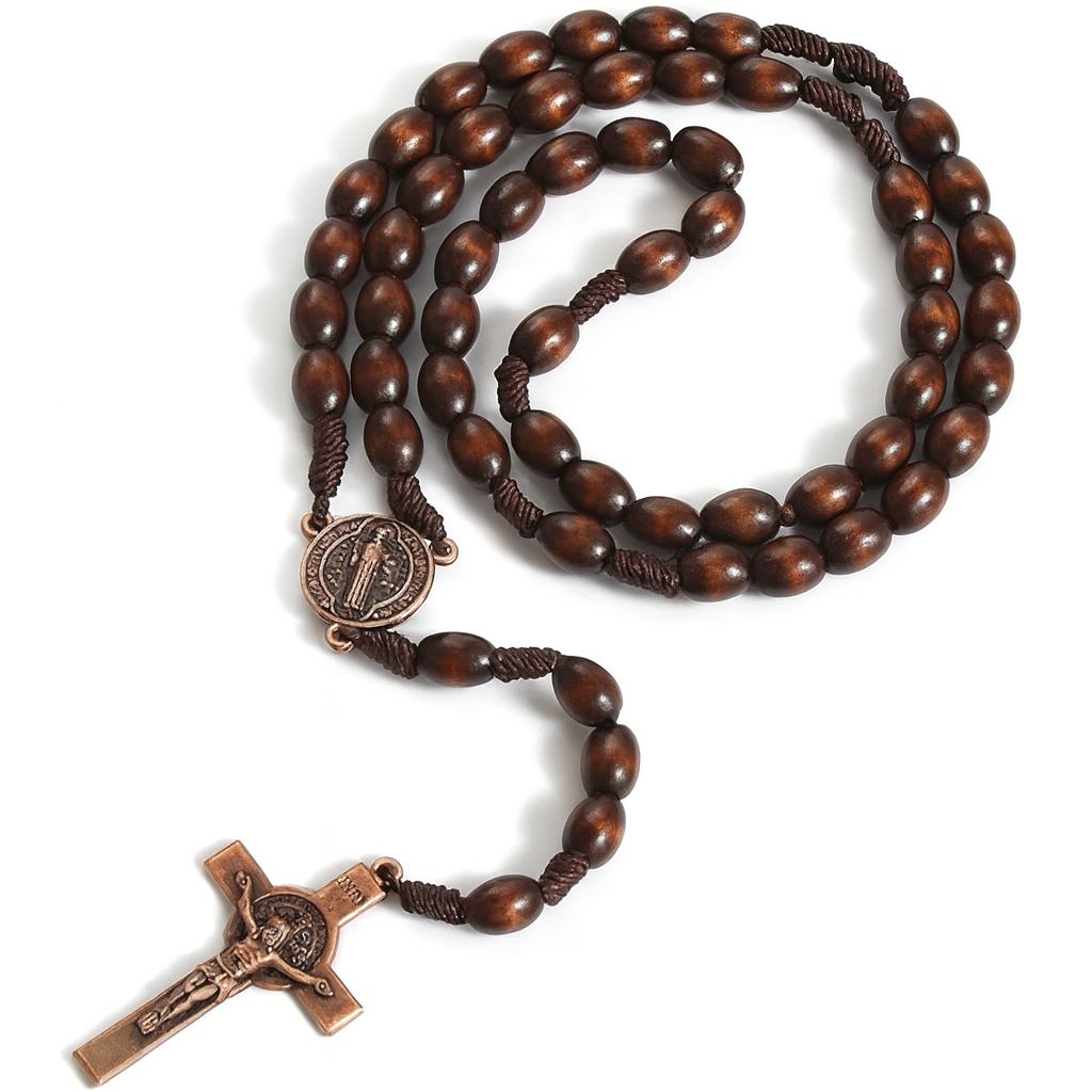 Wooden Rosary Beads Handcrafted in Jerusalem & Blessed Cross